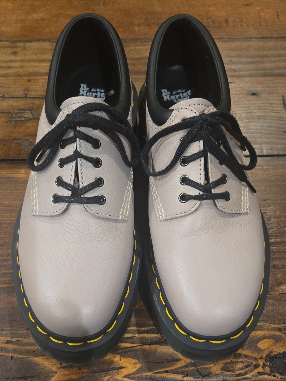 Dr. Martens Men's Taupe 3-Eye Oxford with Black Sole